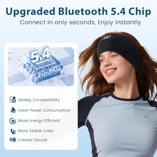 ZHENYEMEI Sleep Headphones Wireless Bluetooth 5.4 Headband, Sports Earphones Sleep Earbuds with HD Stereo Speaker Microphone for Workout Jogging Yoga Insomnia Air Travel Meditation Unique Gifts Black - Thumbnail 5