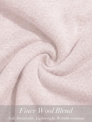 LaGracia Short Sleeve Sweater for Women Wool Blend Crewneck Business Casual Pullover Lightweight Sweaters Apricot S - Thumbnail 6