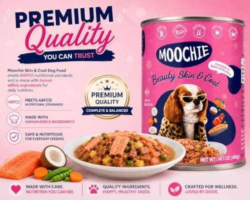 MOOCHIE Skin & Coat Wet Dog Food - Salmon, Chicken & Beef Liver- Grain Free - No Artificial Flavors or Preservatives - 4 × 14.10 oz cans - Thumbnail 5
