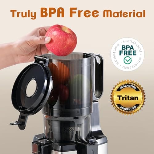 Fretta Cold Press Juicer Machines, Slow Masticating Juicer with 5.3'' Large Feed Chute for Whole Fruit and Vegetables, High Juice Yield, Easy to Clean Juice Extractor, Nut Milk Maker, BPA-Free,250W - Thumbnail 4