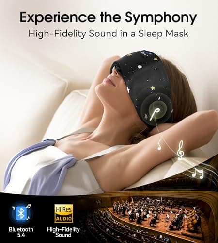 MUSICOZY Mulberry Silk Bluetooth Sleep Mask with HD Stereo Sound, Wireless Sleep Headband Headphones for Side Sleepers, Adjustable Size, Total Light Blocking, Perfect for Travel Relaxation Sleep - Thumbnail 3