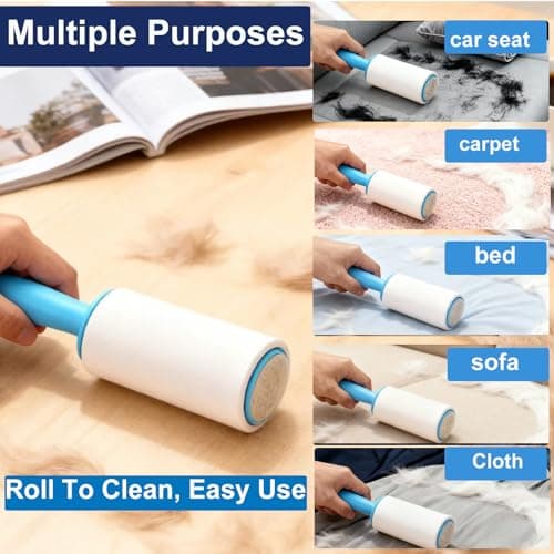 Lint Rollers for Pet Hair Extra Sticky- Lint Brush for Clothes, Furniture, Carpet,Car, Floor,Bed-Pet Hair Roller for Dog Cats Hair Removal- Reusable Handle and Refills (Small(1handle+4 Refills)) - Thumbnail 5