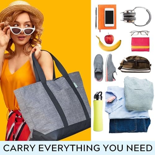 Creative Green Life Extra Large Tote Bag, Gray - Thumbnail 4
