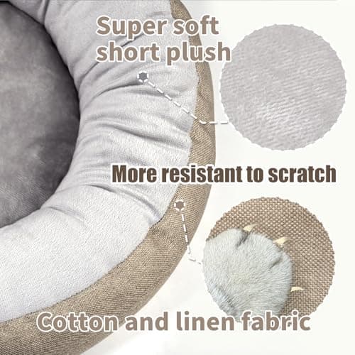 CLAYCLAY Cozy Round Cat Bed – Soft, Comfortable Cushion for Cats & Kittens – Non-Slip, Machine Washable, Plush Sleep Bed for Cats, Ideal for Resting & Napping up to 20lbs - Thumbnail 3