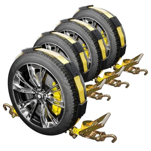 XSTRAP STANDARD Autohauler Car Tie Down - Rolling Idler Three Cleat - 120 Inch - 4 Pack - Classic Yellow - 3,300 Pound Safe Working Load
