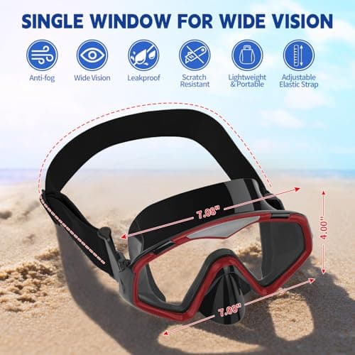 Diving Mask, Adults Swimming Goggles with Nose Cover, Anti-Leak Silicone Adult Snorkel Mask, Wide View Swim Goggles with Fabric Strap and Ultra Clear PC Lens - Thumbnail 2