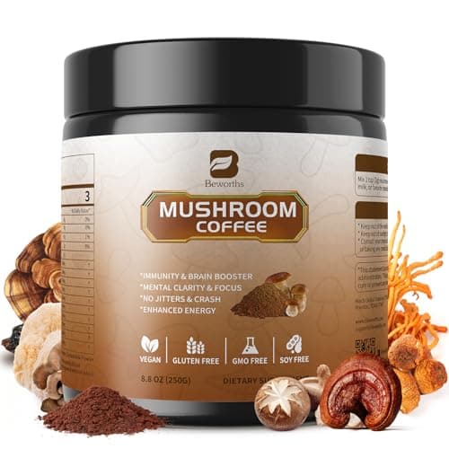 250g Mushroom Coffee - 10 Mushroom Instant Coffee with Lions Mane, Reishi, Chaga, Cordyceps, Turkey Tail - Coffee Alternative for Immune Energy, Mental Clarity & Focus, Digestion Booster | 83 Servings