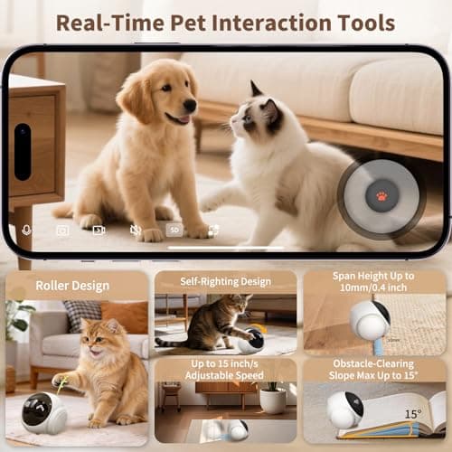 Honey Tour 1080P Moving Pet Robot Camera, Smart Home Security Robot with Auto Tracking, Night Vision, 2-Way Audio, Auto-Recharge, Motion Alerts, App Control for Pet, Baby & Elderly Care - Thumbnail 2