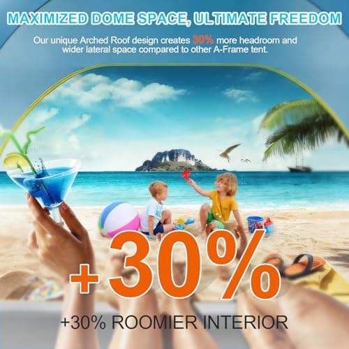 MAMA EVE Beach Tent Sun Shelter, 3-5 Person Pop Up Beach Tent, Easy Setup UPF 50+ UV Protection Portable Lightweight Waterproof Family Beach Cabana Sun Shade Shelter,Outdoor Shade for Sand, Camping - Thumbnail 4