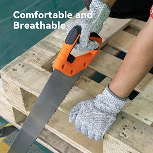 ANDANDA Cut Resistant Gloves, Food Grade Safety Kitchen Cuts Work Gloves for Oyster Shucking, Fish Fillet Processing, Meat Cutting and Wood Carving, Grey L 12 Pairs - Thumbnail 5
