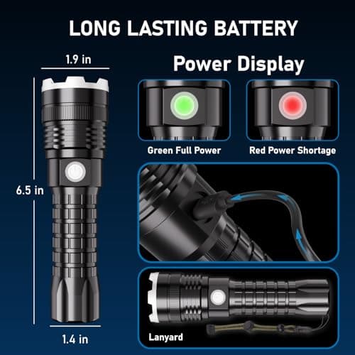 Starlume LED Flashlights High Lumens, 90000lm Super Bright Rechargeable Flashlight, Zoomable, 5 Modes, Waterproof, Powerful Tactical Flash Light for Camping, Hiking, Outdoor, Emergencies, Home & Gifts - Thumbnail 5