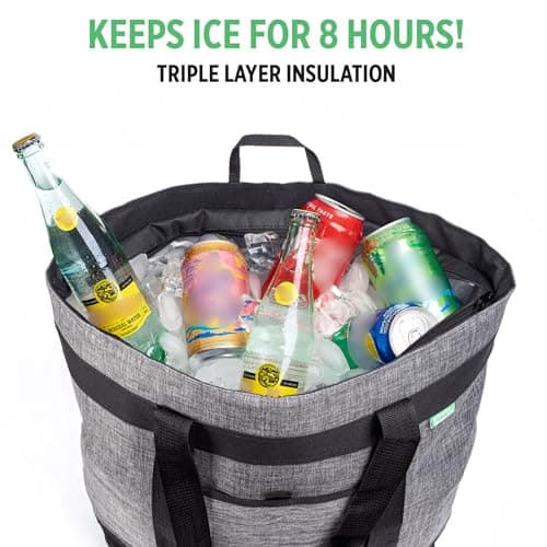 Jumbo Insulated Cooler Bag (Charcoal) with HD Thermal Insulation - Premium, Collapsible Soft Cooler Makes a Perfect Insulated Grocery Bag, Food Delivery Bag, Travel Bag, Beach or Picnic Bags - Thumbnail 3