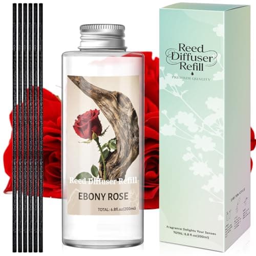 STRN Reed Diffuser Oil Refill, Ebony Rose Scented Diffuser Oil Refills with 6 Reed Sticks 200ML(6.8fl.oz), Room Fresheners for Home, Long-Lasting Fragrance for Living Room, Bedroom, Office, Home Décor - Image 1