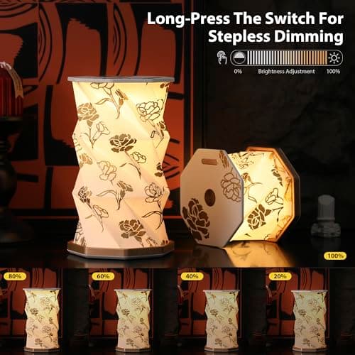 ZBOLE Birthday Flower Folding Rotating Lamp - January Carnation, Rechargeable Folding Paper Light, Elegant Gift Box – Ideal Anniversary, Birthday Gift for Women, Mom, Sister, Grandma-White - Thumbnail 5