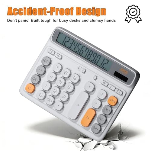 Niodel 12-Digit Desktop Calculator, Modern Color-Clash Aesthetic Design, Dual Power (Solar & Battery), Ergonomic Tilted Large LCD Display for Office, School and Accounting (Silver) - Thumbnail 6