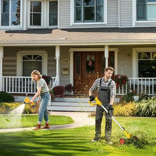 20V Cordless Weed Wacker and Leaf Blower Combo Kit with 2 Batteries, Electric String Trimmers with 11 Pcs Blades for Makita Battery Grass Trimmer Lawn Mower Eater Brush Cutter Yard Garden Tool YellowC - Thumbnail 2