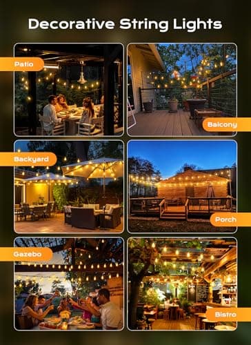 Brightown Outdoor String Lights Patio Lights, 100FT ST38 Shatterproof Dimmable Waterproof Connectable LED Christmas Lights, Hanging Outside Light for Backyard, Porch, Deck, Balcony, Garden, Home Decor - Thumbnail 5