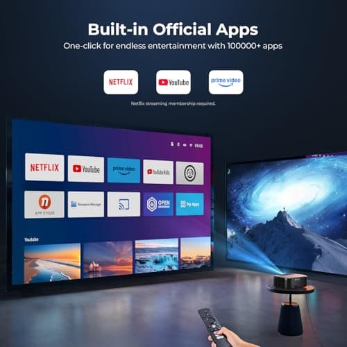 4K Projector with WiFi and Bluetooth - 3000 ANSI Lumens, ELEPHAS Outdoor Movie Projector Compatible with NETFLIX/Prime Video/YouTube, Smart Projector for HDMI/USB/iOS/Android, Portable Home Cinema - Thumbnail 2