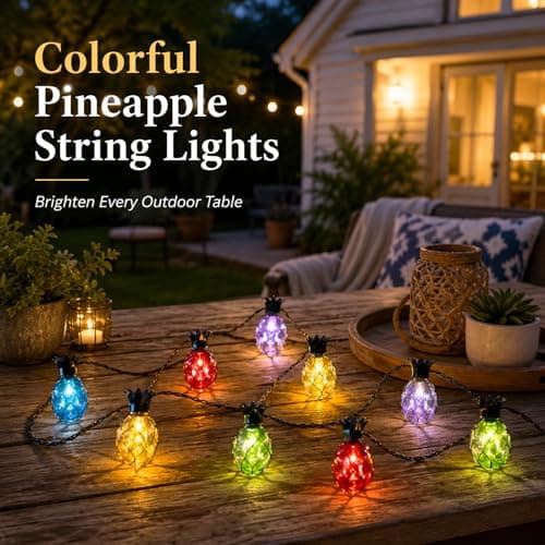 Vigdur Pineapple String Lights - Outdoor Patio Lights Plug in with 10 Pineapple Bulbs Connectable, Indoor String Light for Bedroom Bistro Tiki Decor(10FT - Thumbnail 2