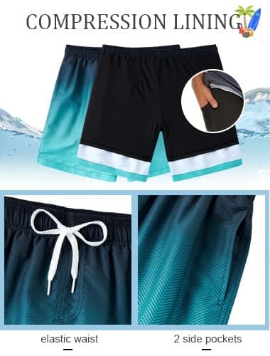 westwolf Mens Board Shorts Stretch Swimming Trunks for Men's with Compression Liner 9 Inch Swim Shorts Green Bathing Suit with Compression Liner Quick Dry Swimwear Swim Trunks XL - Thumbnail 5