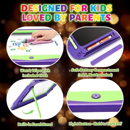 Magic LED Drawing Board for Kids Age 6-8, Light Up Tracing Pad Boy Girl Toys, Reusable Doodle Writing Tablet, 9 Double-Sided Cards, 6 Markers, Arts Crafts Learning Toy, Easter Christmas Birthday Gifts - Thumbnail 5