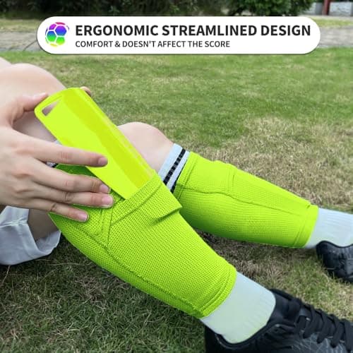ATHCISE Kids Youth Soccer Shin Guards with Sleeves, Slip in Shinguards Soccer Shin Pads for 3-15 Years Old Boys Girls Child Teens - Thumbnail 3