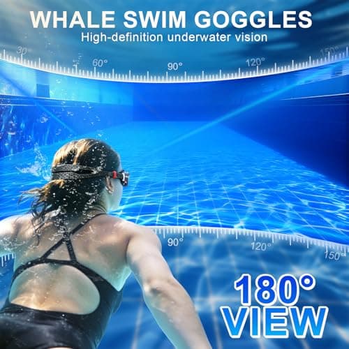 Whale Swim Goggles, HD Anti-Fog Goggles, Unisex | 100% UV Protection | Anti-Fog Design (Black) - Thumbnail 6