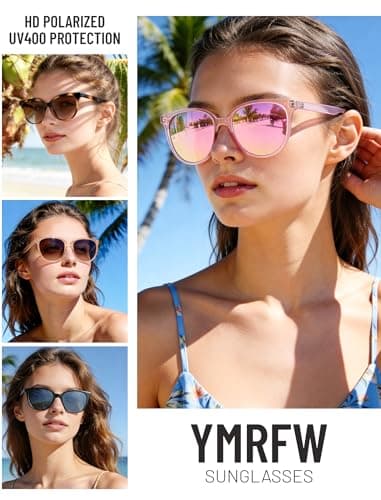 YMRFW Retro Polarized Sunglasses for Women Men Classic Vintage Style Trendy Shade UV400 Protection Lens - Thumbnail 3