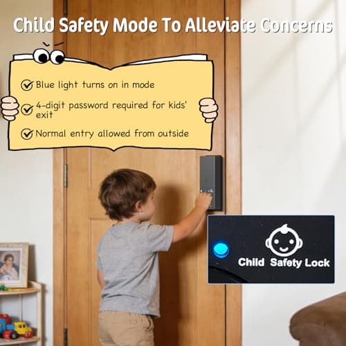 Bestkid Keyless Entry Door Lock with Child Safety Mode, Fingerprint Smart Deadbolt Baby Proof Lock for Front Door Bedroom, Bluetooth App & Built-in WiFi Remote Control, RFID Card, Pin Code, Auto-Lock - Thumbnail 2