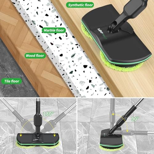 Battery Cordless Electric Mop H1,13-Inch Max Cleaning Pad Electric Spin Mop, Laminate Floor Cleaner for Mopping, Automatic Spin Mops for Hardwood, Tile-No Water Tank - Thumbnail 6