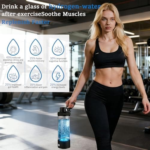 Manopola Hydrogen Water Bottle,2026 Upgrade Hydrogen Water Machine-SPE PEM Technology,3-Minute H₂ Production,Remove Ozone/Nitrogen,Portable Water Ionizer for Travel,Home,Office Unisex 500ML Black - Thumbnail 5