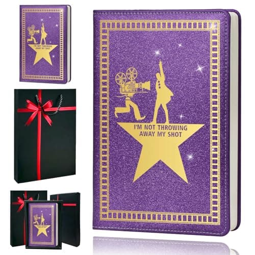 QDWXDEL Broadway A5 Hardcover Leather Journal for Women - 200 Pages Premium Paper Notebook, Theater Journal Notebook for School, Work (THROWING Purple) - Image 1