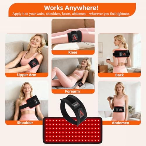 Red Light Therapy for Body, 660nm 850nm 12.6" LED Wearable Infrared Redlight Therapy Belt Wrap Pad for Belly Back Waist Shoulder Knee Muscle - Thumbnail 5