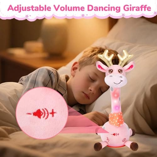 JISON21 Dancing Talking Giraffe Toy,Tummy Time Giraffe for Baby Toddler, Toddler Infant Baby Toys Gifts, Baby Toys Interactive Volume Adjustable, Giraffe that Repeats What You Say for Birthday Gifts - Thumbnail 6