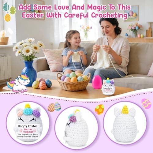Funny Unicorn Easter Basket Stuffers for Teens Girl Easter Gifts for Kids Her Women Easter Egg Fillers Gifts for Daughter Sister Friend Bestie Coworker College Positive Crochet Unicorn Spring Gift - Thumbnail 4