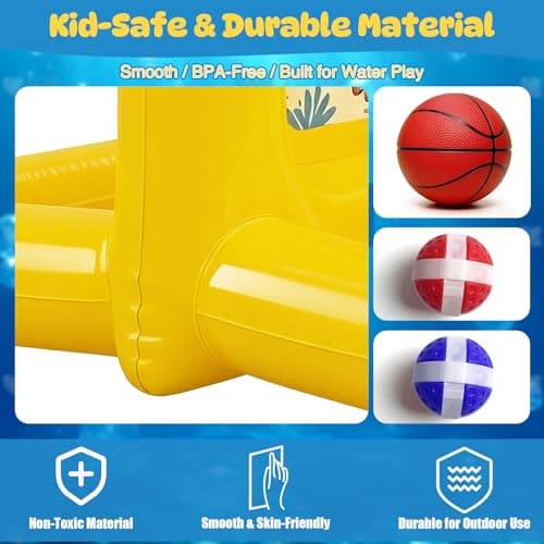 TicTac Shot Pool Toys Games for Kids & Adults, 2-in-1 Pool Basketball Hoop & Dart Target, Family Pool Party Games with Multiple Balls - Yellow - Thumbnail 5