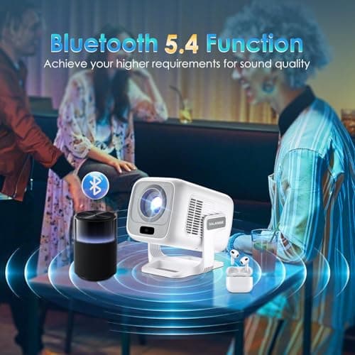 [ Auto Focus / 1080P Native ] Mini Projector with Wifi and Bluetooth 5.4, Portable 4K Projectors for Outdoor Movies/Bedroom, Smart Proyector with Apps Built-in, Auto Keystone and Short Throw ( 2026 ) - Thumbnail 6