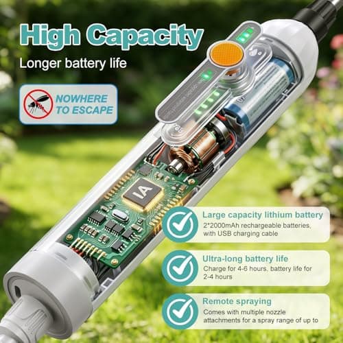 Backpack Sprayer,Sprayers in Lawn and Garden,Battery Powered Sprayer 3.5 Gallon,Telescopic Wand,5 Nozzles,Electric Sprayer with USB Rechargeable Handle,Portable Water Sprayer 12L - Thumbnail 6