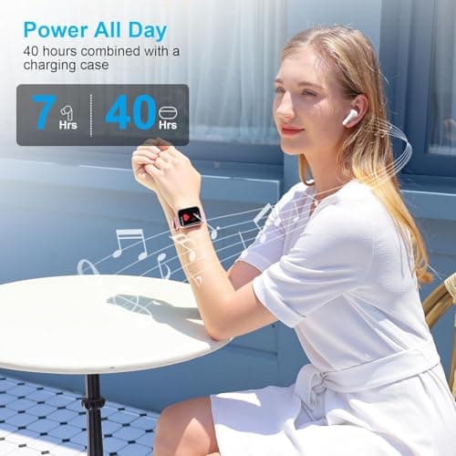 Wireless Earbuds for iPhone, 5.3 Bluetooth Headphones for Apple Earbuds Wireless, ENC Noise Cancelling 40Hrs Playback in Ear Air Buds Pods HiFi Bass for iPhone 17 16 15/iPad/PC/Laptop/Switch/White - Thumbnail 6