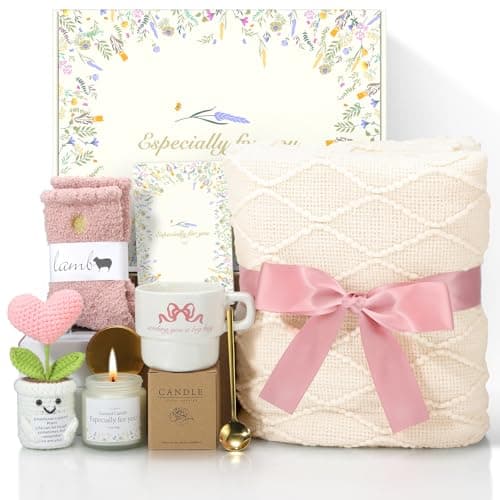Get Well Gifts for Women Care Package - Surgery Recovery & Chemo Comfort Box, Feel Better Basket for Her After Miscarriage or Illness,Surgery Cancer, Encouraging Self-Care Gift(Pink White) - Image 1