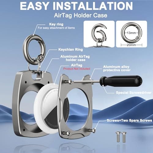 for Airtag Keychain Holder Case,Aluminum Alloy AirTag Holder Key Cover Compatible with Apple AirTag Tracker Key Ring,Protective AirTag Keychain Accessory for Keys,Car Key,Luggage (Gunmetal Gray) - Thumbnail 4