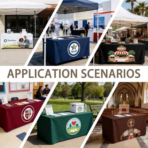 YOUYINYOU Shipping Next Day Custom Table Cloth with Logo Image Text 4/5/6/8/10FT for Business Tradeshow Events Company School Shop Other Important Events (108" L x 63" W) - Thumbnail 5