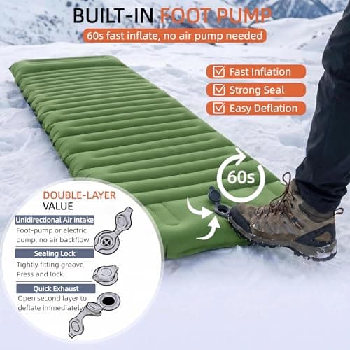 VALEHOWL 4" Thick Camping Sleeping Pad, R4.0 Compact Air Mattress for Tent - Thumbnail 5