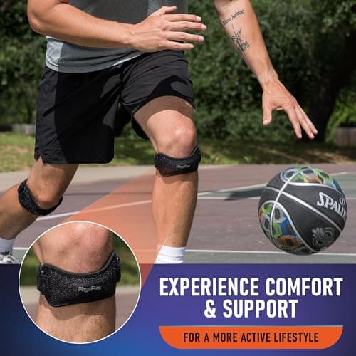 PhysFlex 2 Pack Patella Knee Brace - Knee Support and Pain Relief, Running, Hiking, Basketball, Jumpers Knee, Tendonitis, Adjustable Strap Patellar Tendon Stabilizer (Blue) - Thumbnail 3