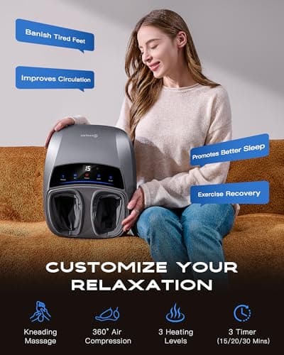 KINGJOY Foot Massager with Heat for Neuropathy, [2026 Upgraded], Deep Kneading Shiatsu Foot Massager for Plantar Fasciitis, Fits Up to Men Size 14, Gifts for Women Mom Men Dad Seniors - Thumbnail 2