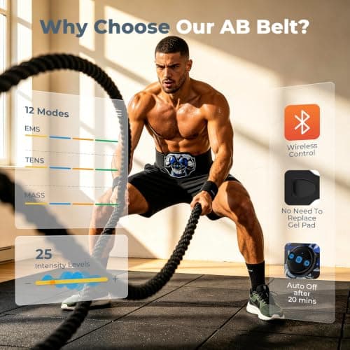 MASTOGO FDA Cleared 3-in-1 Tens EMS Unit AB Belt for Muscle Recovery - Thumbnail 3