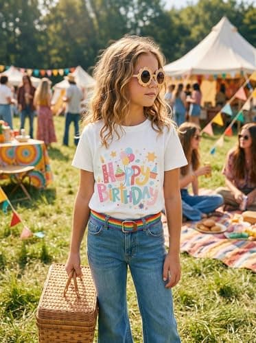 Birthday Girl Shirt for Girls Cute Graphic Tee Short Sleeve Casual Top for Kids Age 5-14 Birthday Party Outfit - Thumbnail 2
