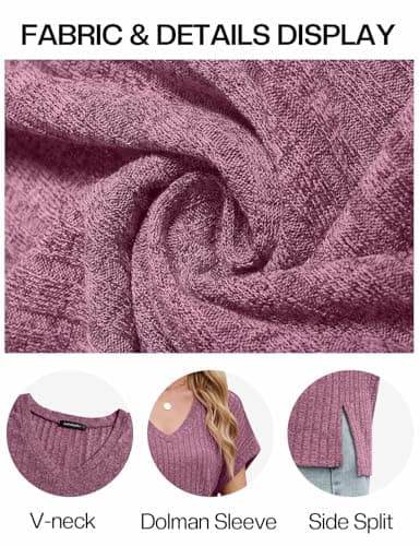 JUSTFASHIONNOW Summer Tops for Women 2026 V Neck Short Sleeve Mother's Day Shirts Trendy Basic Tees Dressy Casual Outfits Fuchsia L - Thumbnail 4