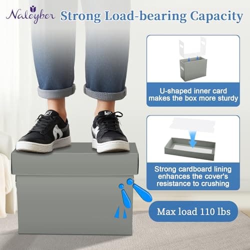 Naleyber File Organizer Box with Lid & Handle, Thickened Cardboard Hanging File Folder Storage Boxes for Letter Size, Portable Filing Organizer for Office, Home, Classroom, Greige 2 Pack - Thumbnail 5