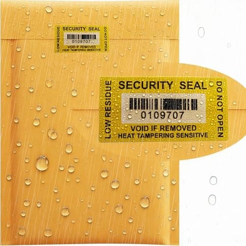 TSPC SECSEAL 100pcs 25x50mm Heat Tampering Fluorescent Mark Low Residue Tamper Evident Anti Counterfeit Tamper Proof Stickers Labels Seals (1 x 2 Inches, Matte Yellow, Serial Number) - Thumbnail 5
